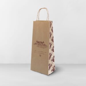 Подарочный пакет с кручеными ручками для бутылки 120x80x340 "Виноградник"