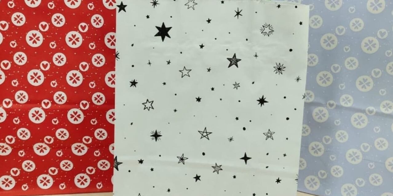 крафтовые пакеты подарочные 3шт красный белый сине-сервый с рисунками